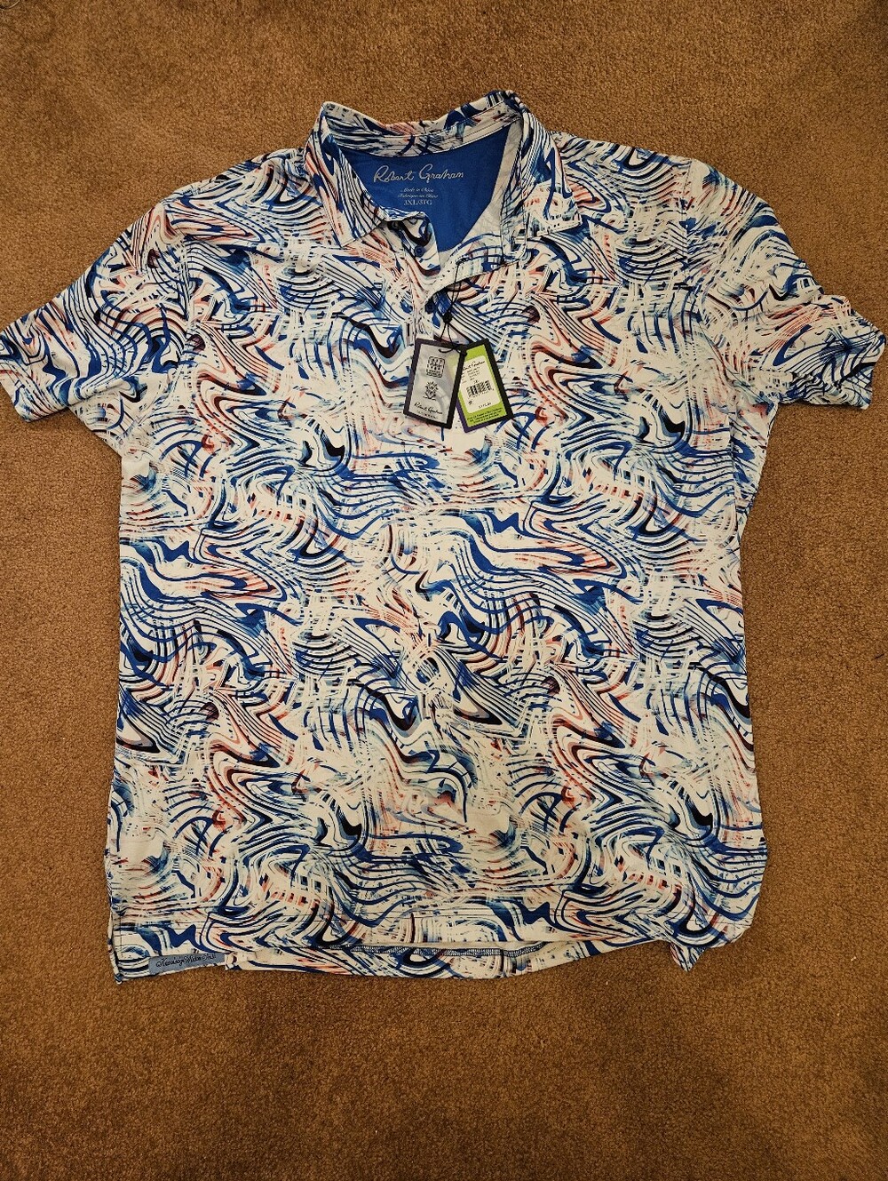 NWT Robert Graham Men's Wavelength Polo 3XL